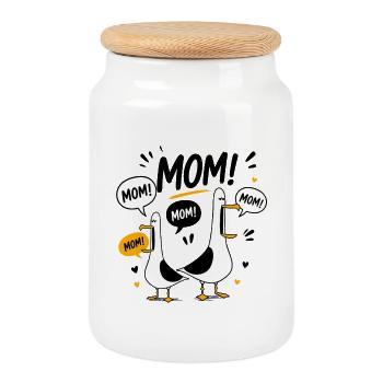 Lustige Möwen-Mama-Muttertag-Mama-Möwen - Keksdose mit Holzdeckel - Weiß - Vorne
