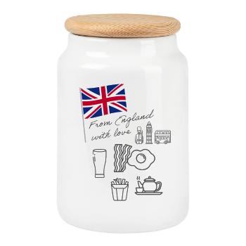 EXANGLIA - Cookie Jar with Wooden Lid - white - Front