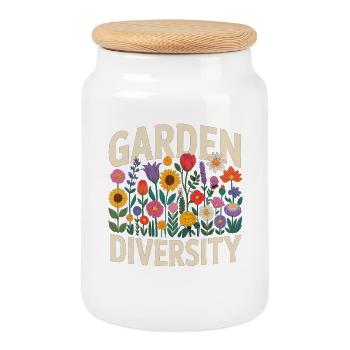 Diversité des jardins Diversité des fleurs - Boîte à biscuits avec couvercle en bois - blanc - Devant