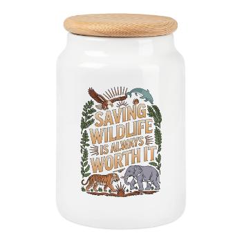 Wildlife Vet Saving Wildlife Is Always Animal Care - Keksdose mit Holzdeckel - Weiß - Vorne