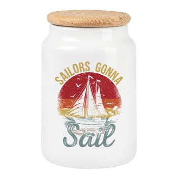 Marins qui deviennent Capitaine de voile Marin - Boîte à biscuits avec couvercle en bois - blanc - Devant