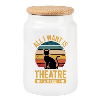 Théâtre musical : tout ce que je veux, mon chat & cadeau de théâtre - Boîte à biscuits avec couvercle en bois - blanc - Devant