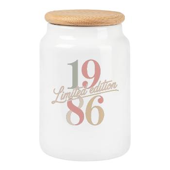 Limited Edition 1986 Geburtstag - Keksdose mit Holzdeckel - Weiß - Vorne