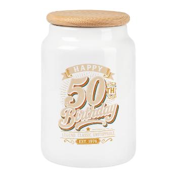 Design rétro pour le 50e anniversaire vintage - Boîte à biscuits avec couvercle en bois - blanc - Devant