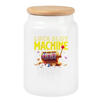 Gagnants du jackpot des machines à sous du casino - Boîte à biscuits avec couvercle en bois - blanc - Devant