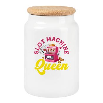 Jackpot du Casino Reine des Machines à Sous Roses - Boîte à biscuits avec couvercle en bois - blanc - Devant