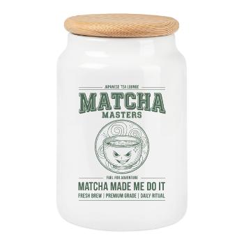 Matcha hat mich dazu gebracht, es zu tun Matcha Masters Lounge - Keksdose mit Holzdeckel - Weiß - Vorne