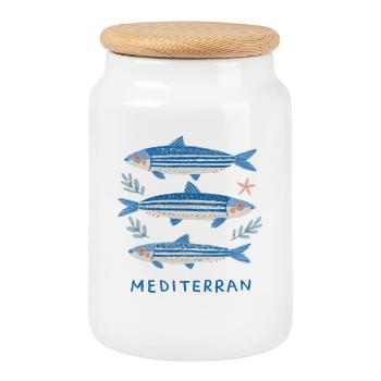 Sardines - Mediterranean Trilogy - Cookie Jar with Wooden Lid - white - Front