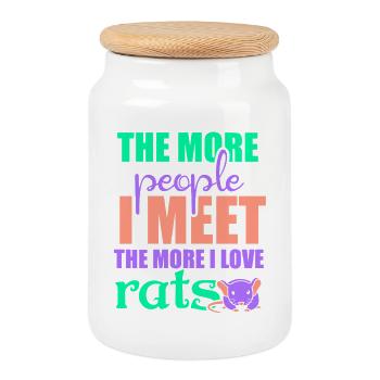 Rat, house rat, rat owner, rat lover - Cookie Jar with Wooden Lid - white - Front