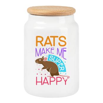 Rat, house rat, rat owner, rat lover - Cookie Jar with Wooden Lid - white - Front