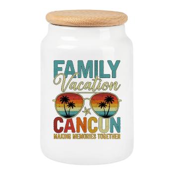 Family Vacation Cancun - Keksdose mit Holzdeckel - Weiß - Vorne