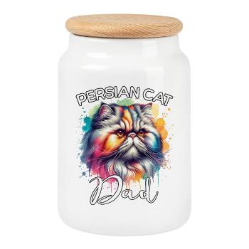 Papa chat perse - Boîte à biscuits avec couvercle en bois - blanc - Devant