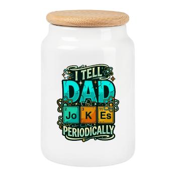 Dad Jokes Periodic Table Chemistry Nerd Humor - Cookie Jar with Wooden Lid - white - Front