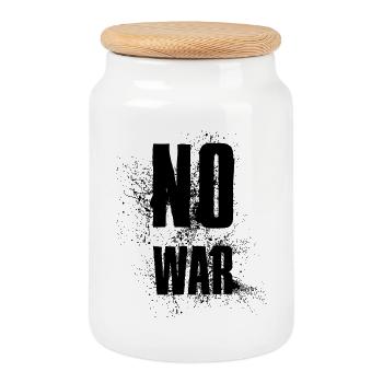 PAS DE GUERRE – Déclaration pour la paix contre la guerre - Boîte à biscuits avec couvercle en bois - blanc - Devant