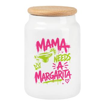 Mama Braucht Margarita Graffiti - Keksdose mit Holzdeckel - Weiß - Vorne