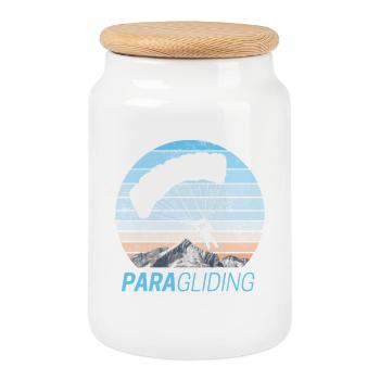 Paragliding Vintage Gleitschirmfliegen Design - Keksdose mit Holzdeckel - Weiß - Vorne