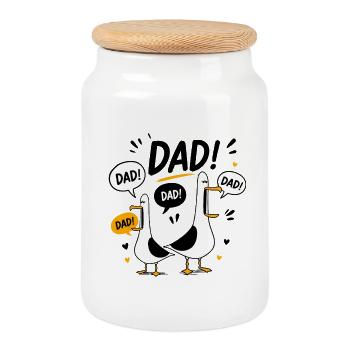 Lustige Möwe Papa Vatertag Papa Möwen - Keksdose mit Holzdeckel - Weiß - Vorne