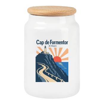 Cap de Formentor Dawn Road Cycling Mallorca Ride - Boîte à biscuits avec couvercle en bois - blanc - Devant