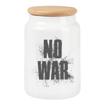 PAS DE GUERRE – Déclaration pour la paix contre la guerre - Boîte à biscuits avec couvercle en bois - blanc - Devant