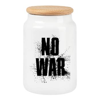 PAS DE GUERRE – Déclaration pour la paix contre la guerre - Boîte à biscuits avec couvercle en bois - blanc - Devant