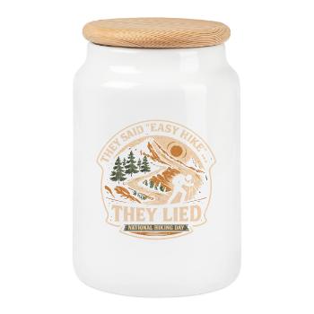 Hiking Day Hiking Hike - Cookie Jar with Wooden Lid - white - Front