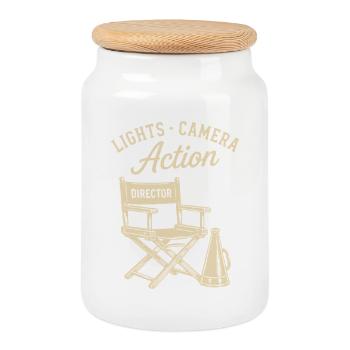 Lights Camera Action Regisseur Regie Kino Film - Keksdose mit Holzdeckel - Weiß - Vorne