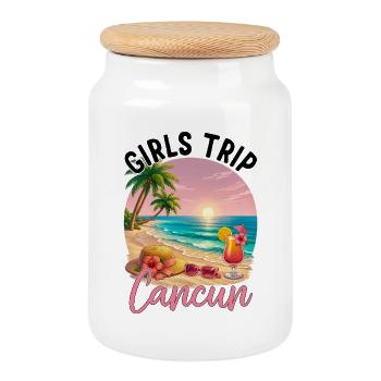 Girls Trip Cancun - Keksdose mit Holzdeckel - Weiß - Vorne