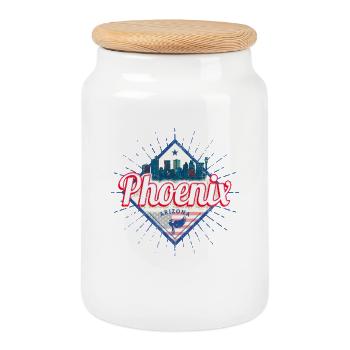 Phoenix in Arizona United States USA Souvenir - Cookie Jar with Wooden Lid - white - Front