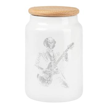 Martin Van Buren Playing Guitar - Cookie Jar with Wooden Lid - white - Front