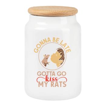 Rat, house rat, rat owner, rat lover - Cookie Jar with Wooden Lid - white - Front
