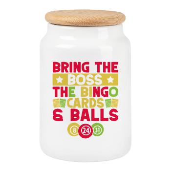 Bingo Game Bring The Chef The Cards Bingo - Cookie Jar with Wooden Lid - white - Front