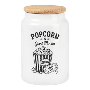 Popcorn and Good Movies Kino Film Ticket - Keksdose mit Holzdeckel - Weiß - Vorne