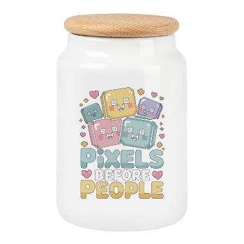 Graphic Designer Pixels Before Branding Designer - Keksdose mit Holzdeckel - Weiß - Vorne
