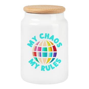 Pre K Teacher My Chaos My Rules Kindergarten - Cookie Jar with Wooden Lid - white - Front