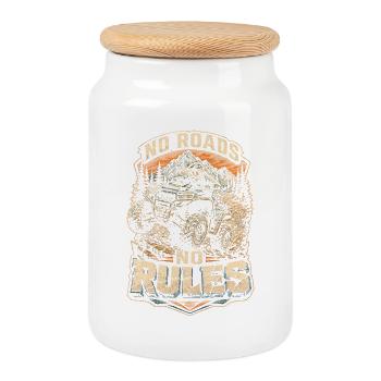 ATV Conduite en quad Quad Quad Quad Riders Pas de routes, pas de règles - Boîte à biscuits avec couvercle en bois - blanc - Devant