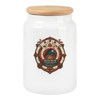 Wadi Rum Jordan Vacation Vintage Sunset - Cookie Jar with Wooden Lid - white - Front