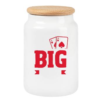 I have a big pair of Texas Holdem Poker - Cookie Jar with Wooden Lid - white - Front