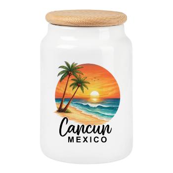 Cancun Mexico - Keksdose mit Holzdeckel - Weiß - Vorne