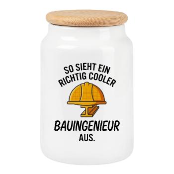 Cooler Bauingenieur Bauhelm Stahlträger Spruch - Keksdose mit Holzdeckel - Weiß - Vorne