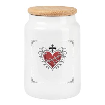 Barbed Heart Crown Tattoo Tee - Cookie Jar with Wooden Lid - white - Front