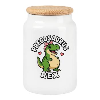 Schwangere Mutter Pregosaurus Rex Dinosaurier lust - Keksdose mit Holzdeckel - Weiß - Vorne