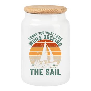 Désolé pour ce que j’ai dit : Wihle amarre le Capitan de la voile - Boîte à biscuits avec couvercle en bois - blanc - Devant