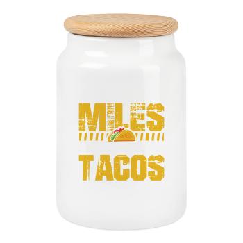 Run All The Miles Eat All The Tacos - Keksdose mit Holzdeckel - Weiß - Vorne