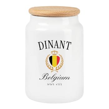 Couronne des armoiries de Dinant Belgium – Souvenir de voyage - Boîte à biscuits avec couvercle en bois - blanc - Devant