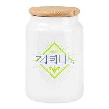 Zell an der Mosel Retro Weintrauben Souvenir - Keksdose mit Holzdeckel - Weiß - Vorne