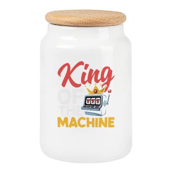 Roi des machines à sous Casino Jackpot Jeu - Boîte à biscuits avec couvercle en bois - blanc - Devant
