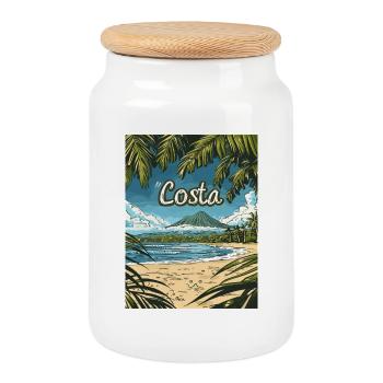 Costa Rica Tropischer Strand Paradies - Keksdose mit Holzdeckel - Weiß - Vorne