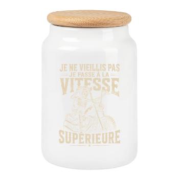 je ne vieillis pas Motard Cadeau humour personnali - Boîte à biscuits avec couvercle en bois - blanc - Devant