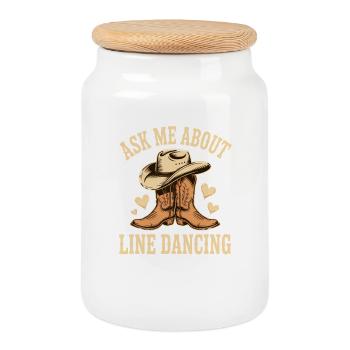 Danse en ligne Cadeau pour danseur en ligne - Boîte à biscuits avec couvercle en bois - blanc - Devant