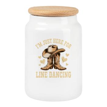 Line Dancer Line Dance Line Dancing Gift - Cookie Jar with Wooden Lid - white - Front